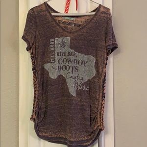 Used great condition distressed short sleeved